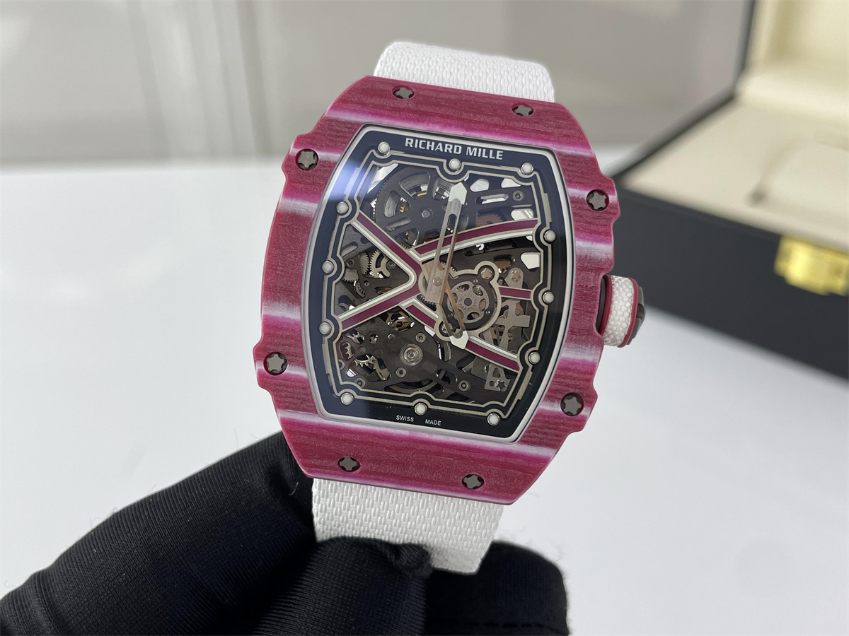 Richard Mille Pink White carbon Fiber Titanium swiss machine watch,RM67-02