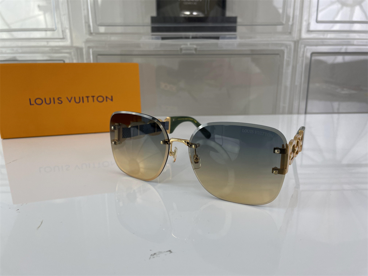LV Louis Vuitton Green Gold Unisex Sunglasses