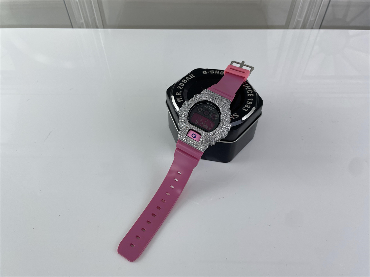 CASIO G-Shock Pink Black Silver Zircon Stone electronic watch, ( 50 x 1.8mm)