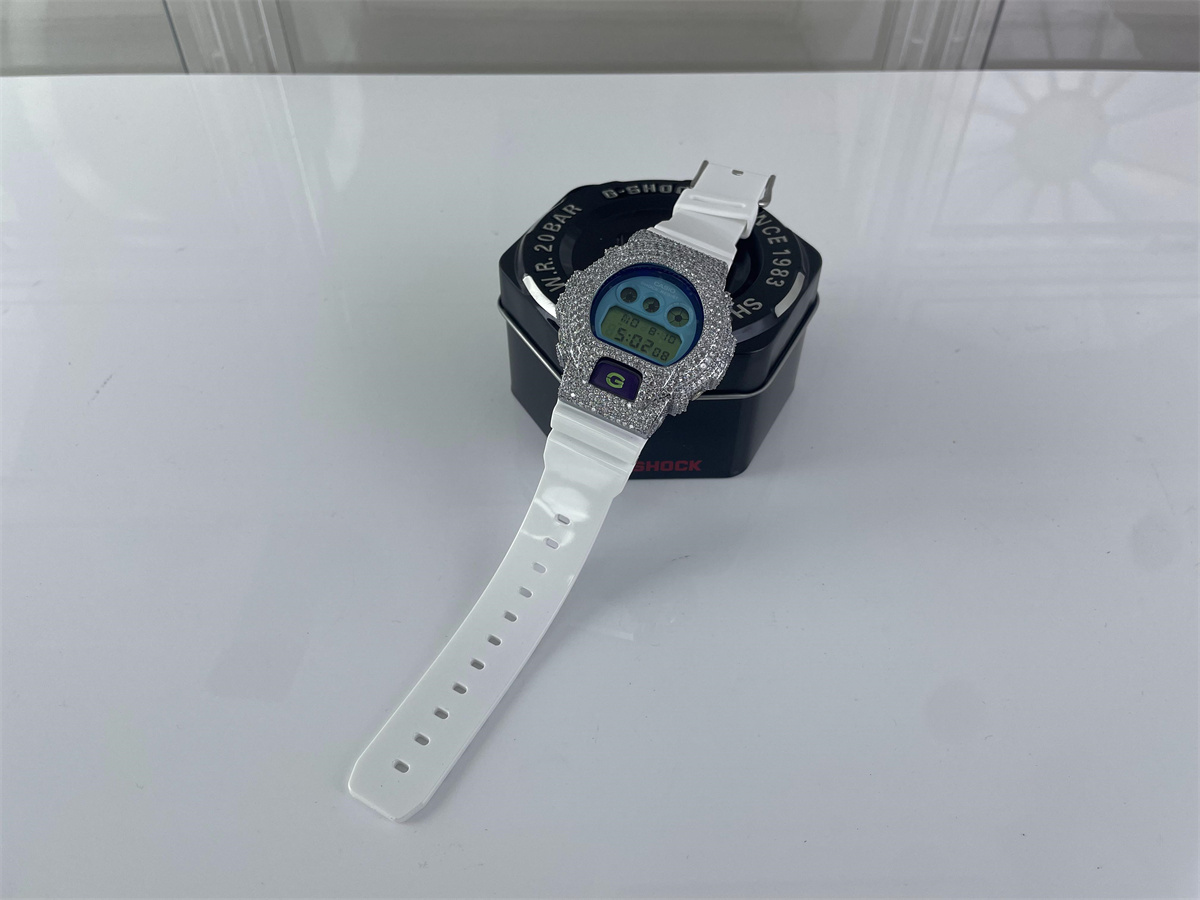 CASIO G-Shock Blue White with Silver Zircon Stone electronic watch, ( 50 x 1.8mm)