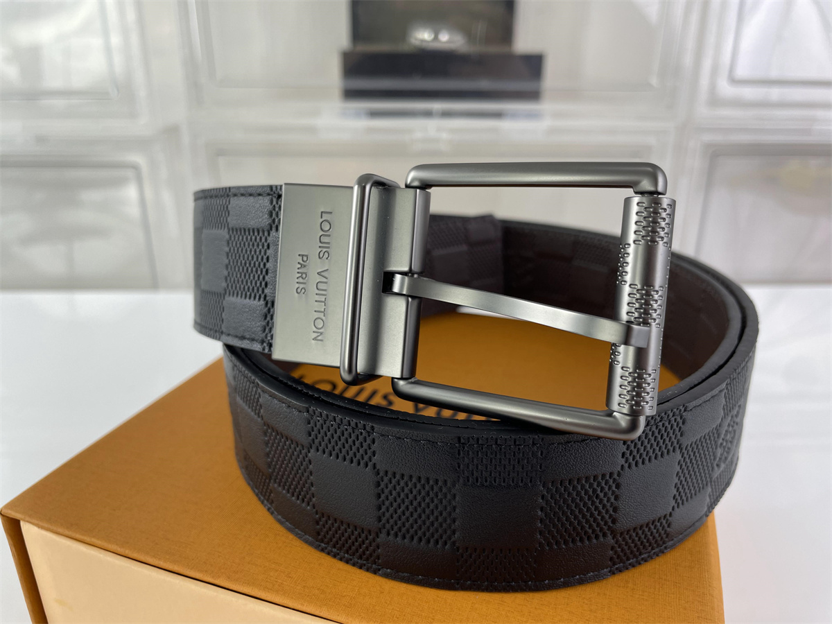 LV louis Vuitton Black Brown Damier Print 40mm Reversible Belt, (85-125cm)