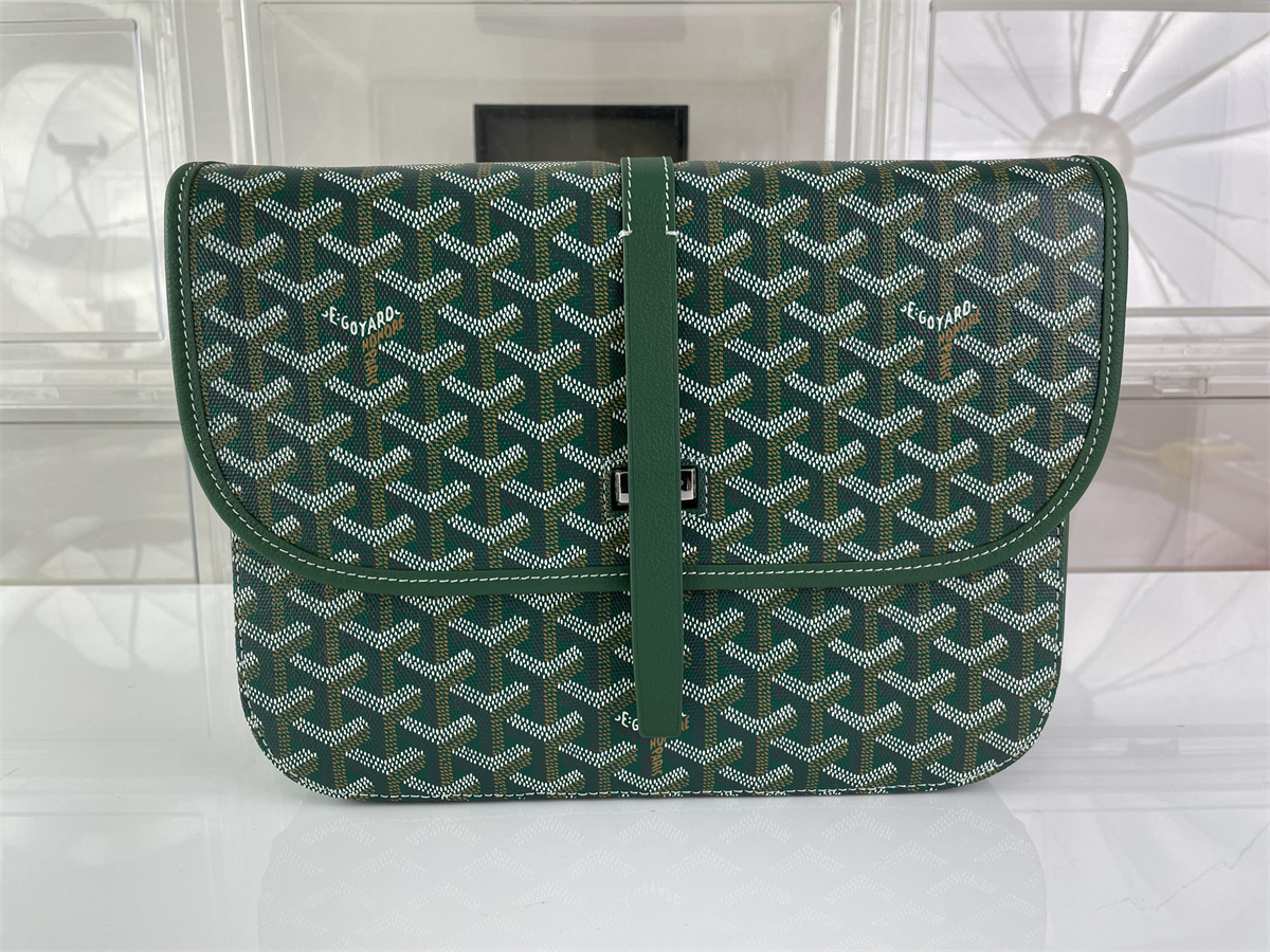 GOYARD Belvedere Green handle bag, (28 x 19 x 7.5cm)