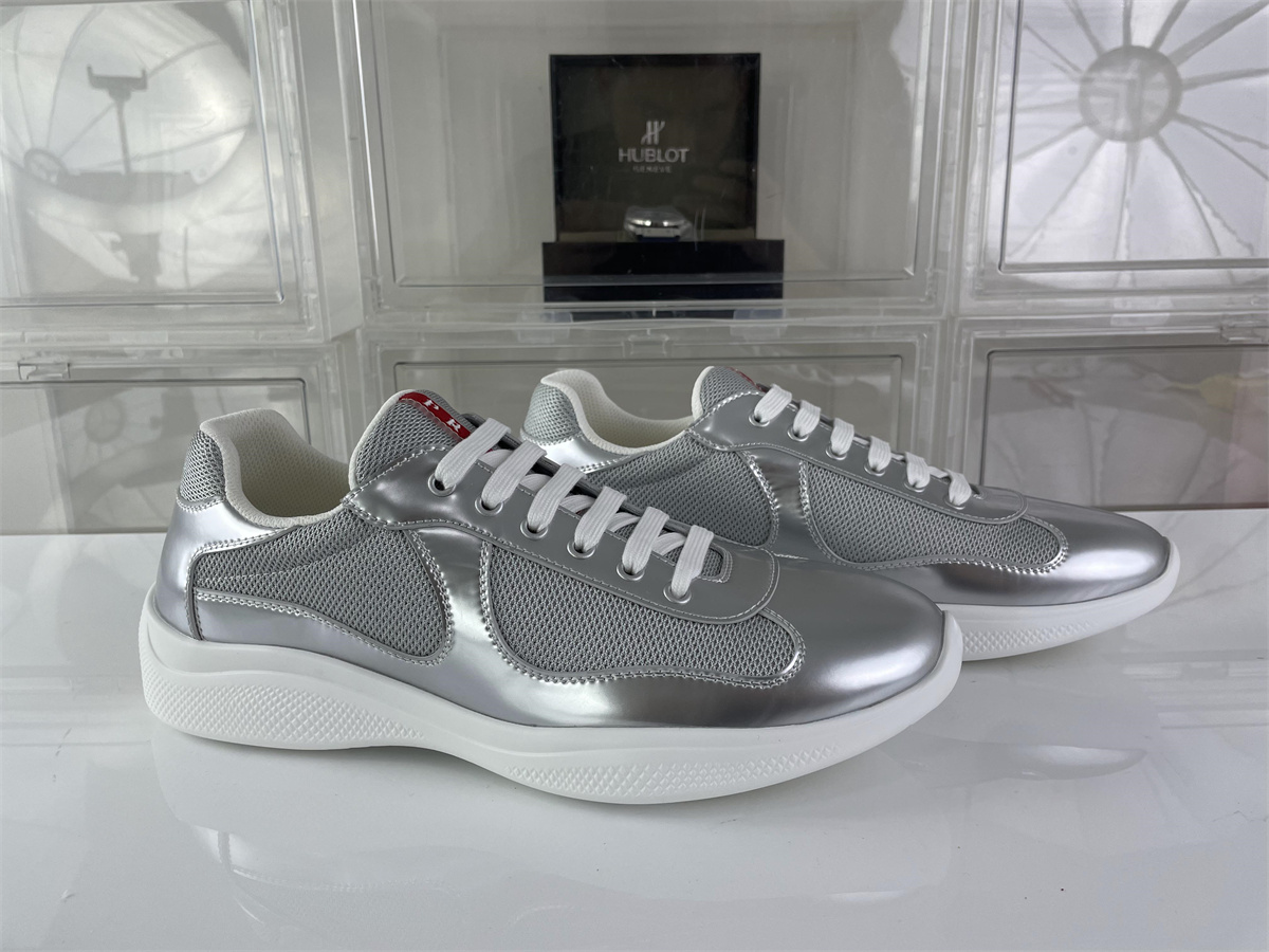 PRADA America Cup Bright Silver Leather shoes, (EU38-47)