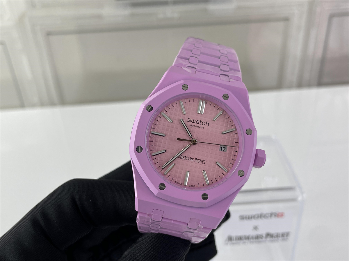 AP Swatch Puprle Pink Auto-Machine Watch with Steal Cover