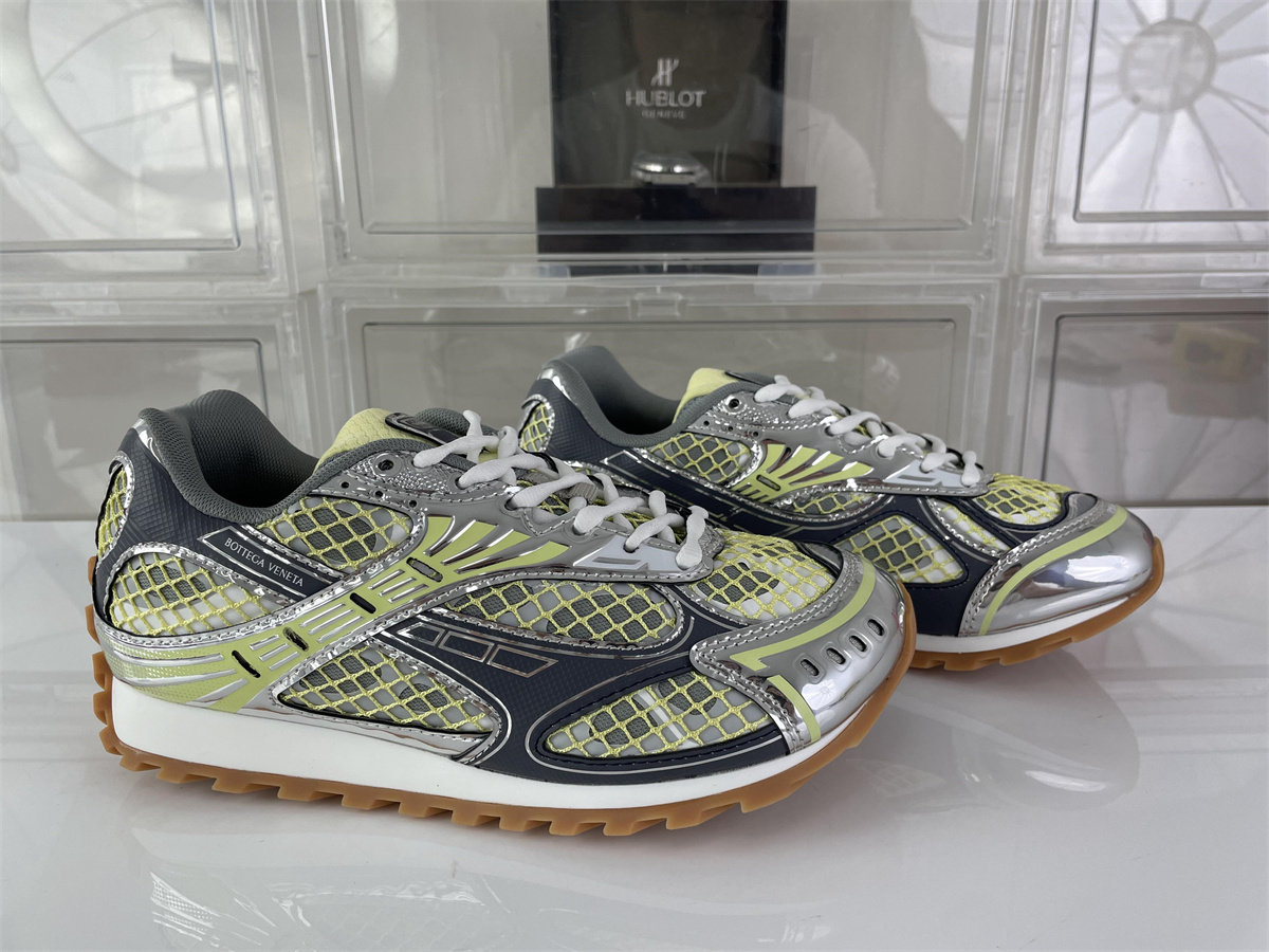 BOTTEGA VENETA ORBIT SNEAKER Runner Fabric Light Yellow Silver