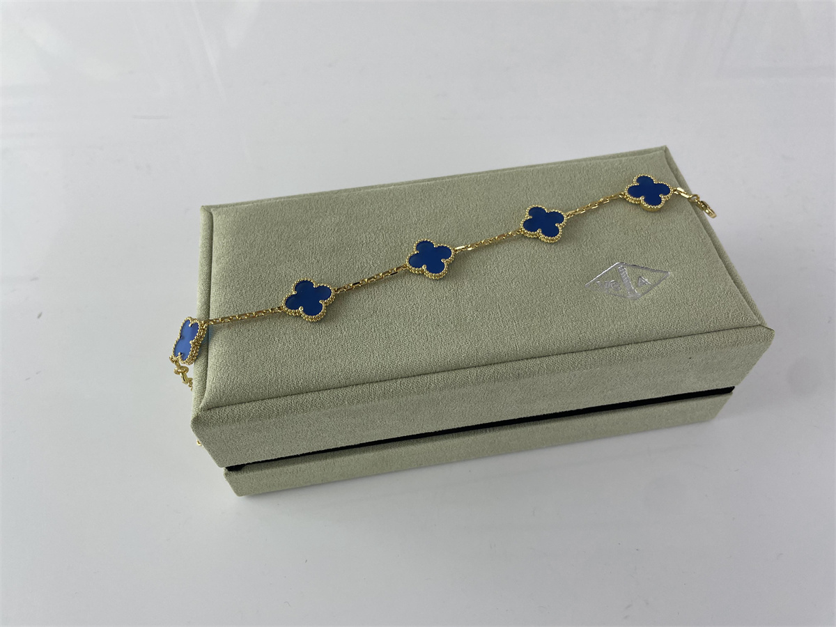 Van Cleef & Arpels Transparent Blue Yellow Gold Bracelet chain, (18-24cm)