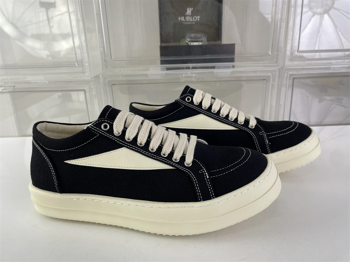 Rick Owens Black Canvas UPPER and Miro Soft LOW sneaker