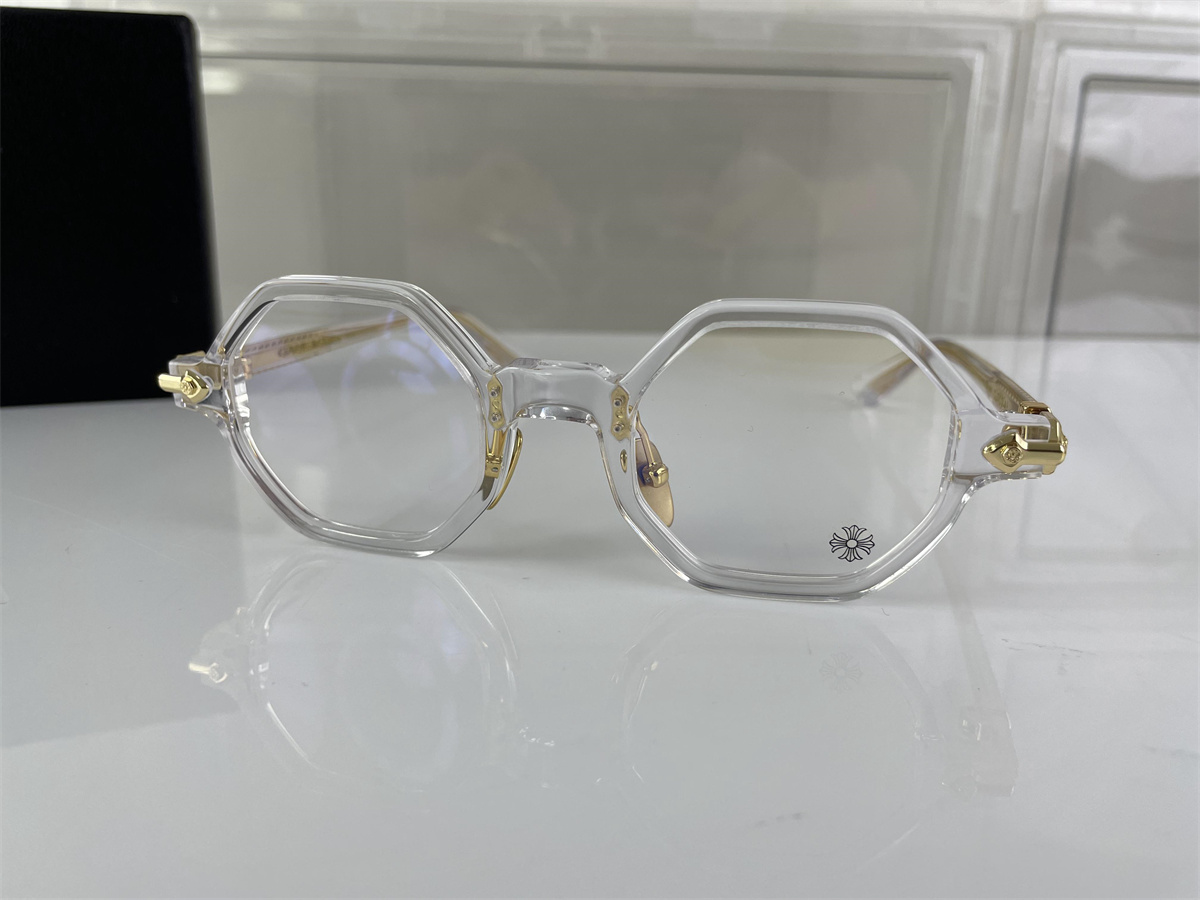 Chrome Heart White Gold Transparent Octgon Sunglasses