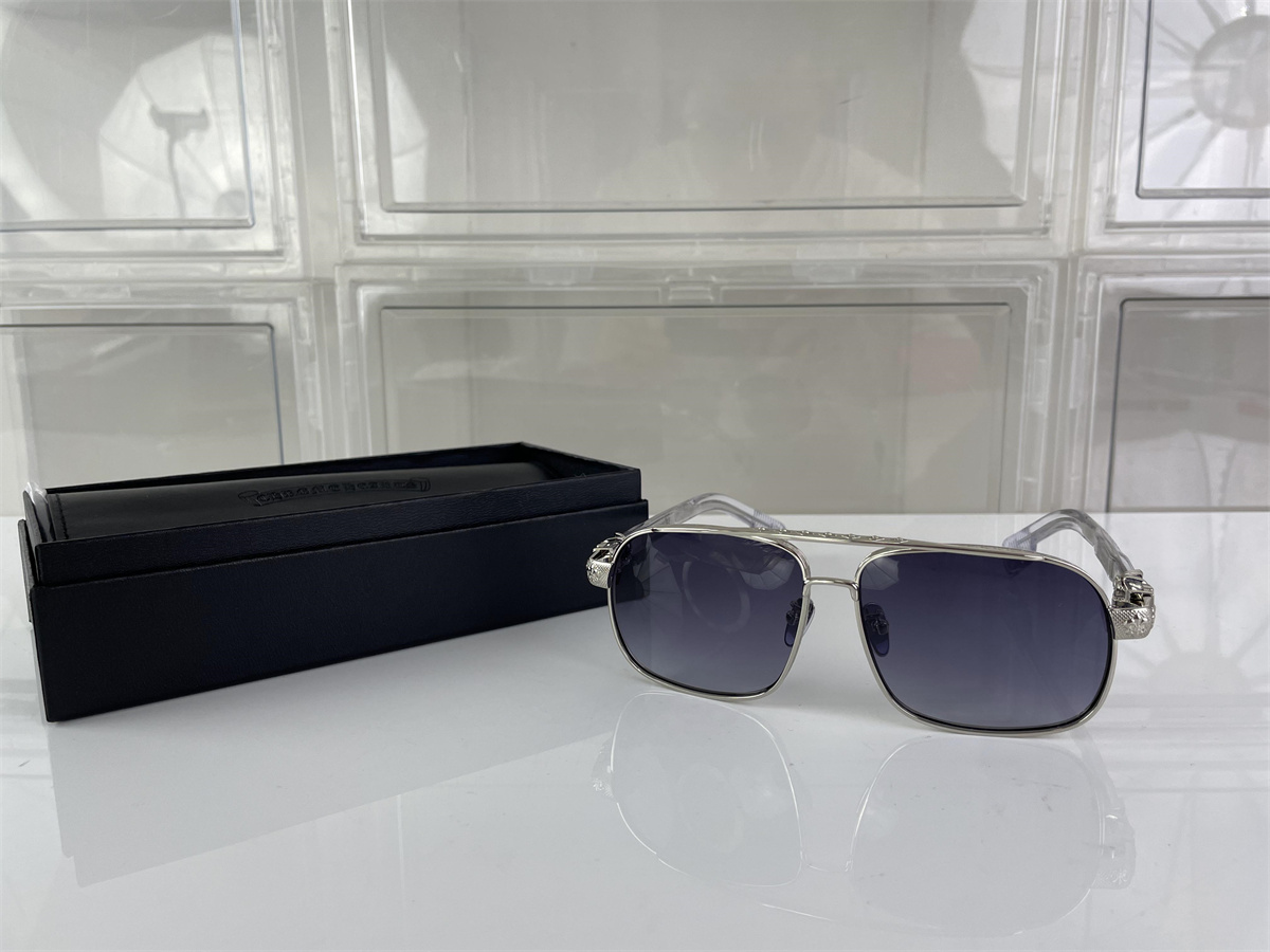 Chrome Heart Silver Purple Blue glass transparent leg fashion sunglass