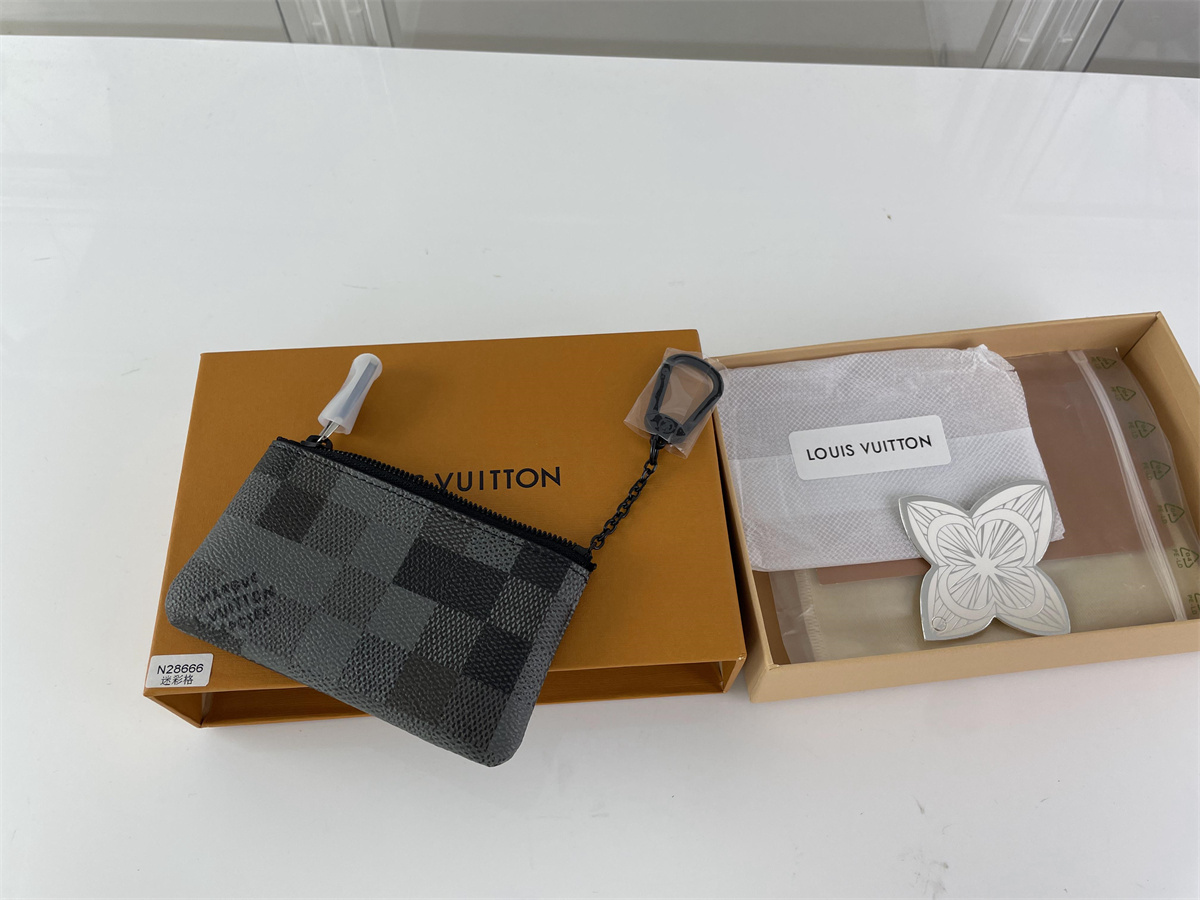 LV Louis Vuitton Black Grey Key chain wallet
