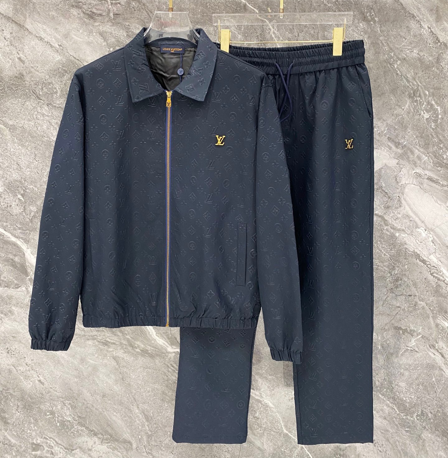 LV Embossed Jacket & pants suit for Dark Royal color, (M-3XL) ,240 pds max