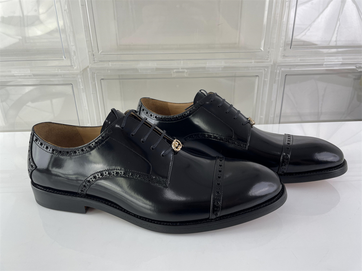 GUCCi Male Black dressing shoes with Stars hollow out around, (EU39-46)