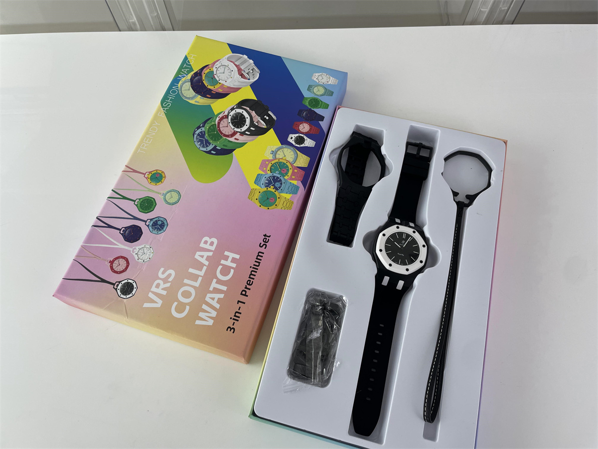 AP RoyalPop Swatch Black White Auto machine watch 3 bands for a set