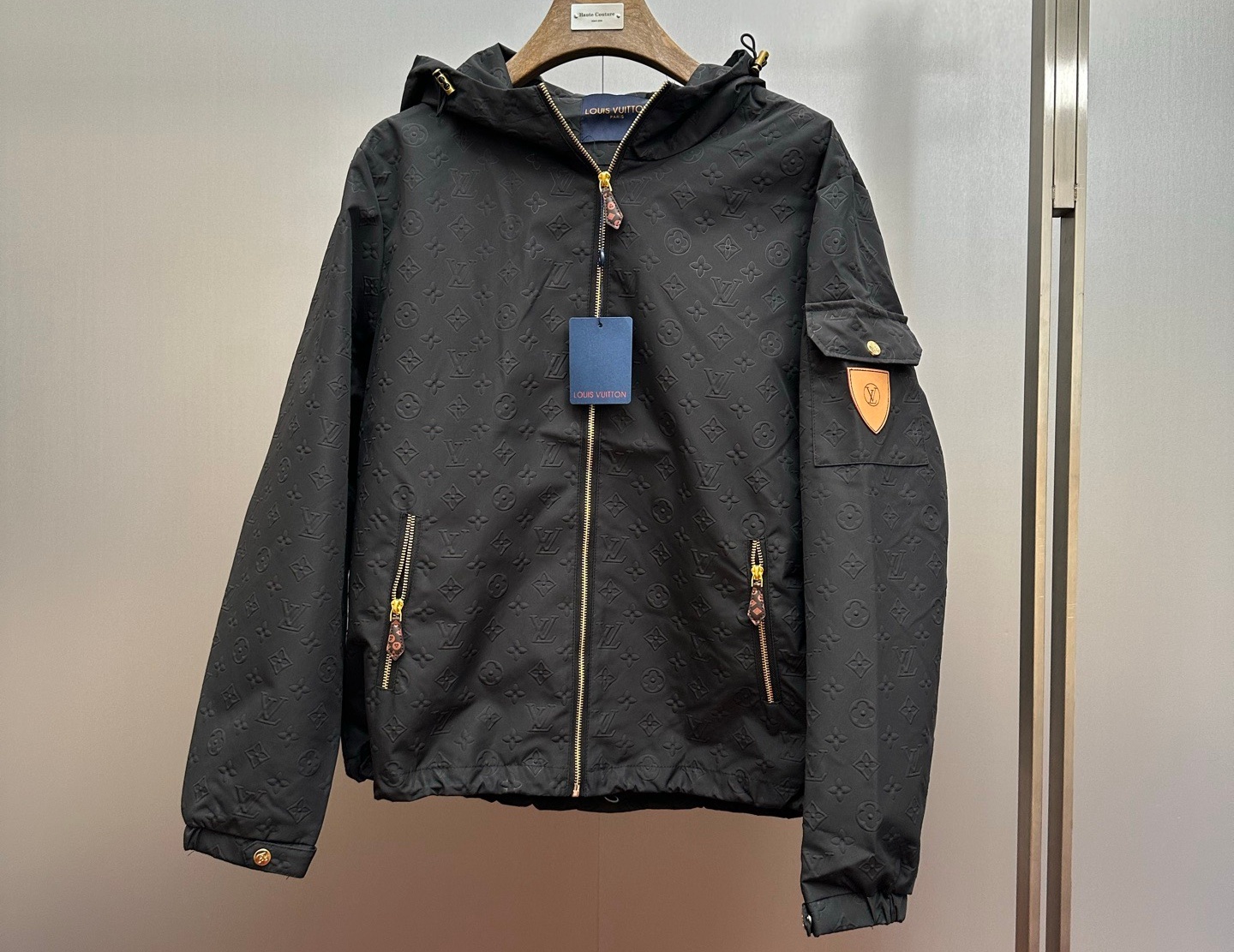 LV Louis Vuitton Black Embossed LOGOs Jacket, ( M - 3XL )