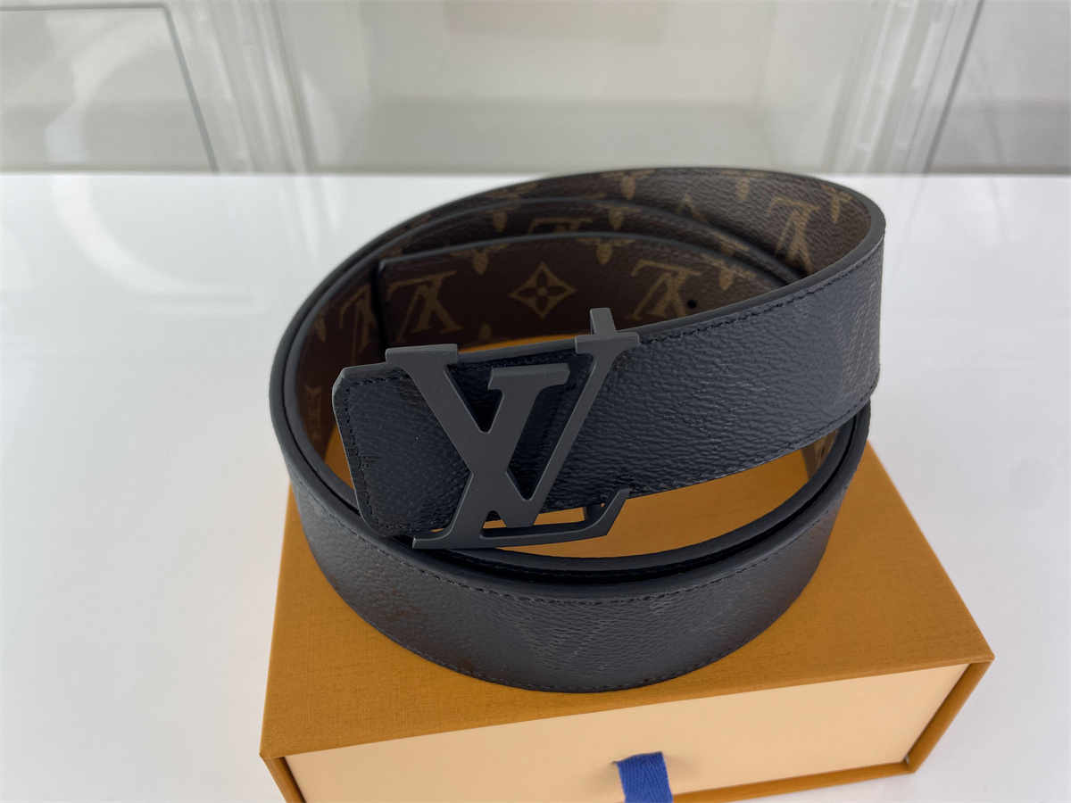 LV Louis Vuitton Black Brown both sides wearing male belt, (85-125cm)