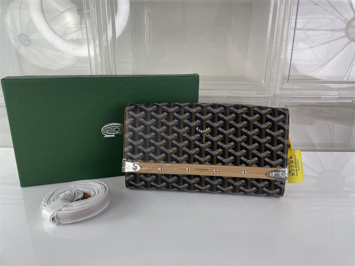 GOYARD Monte Carlo Woc Wooden Brown lady purse,  (25 x 14.5 x 4  cm)