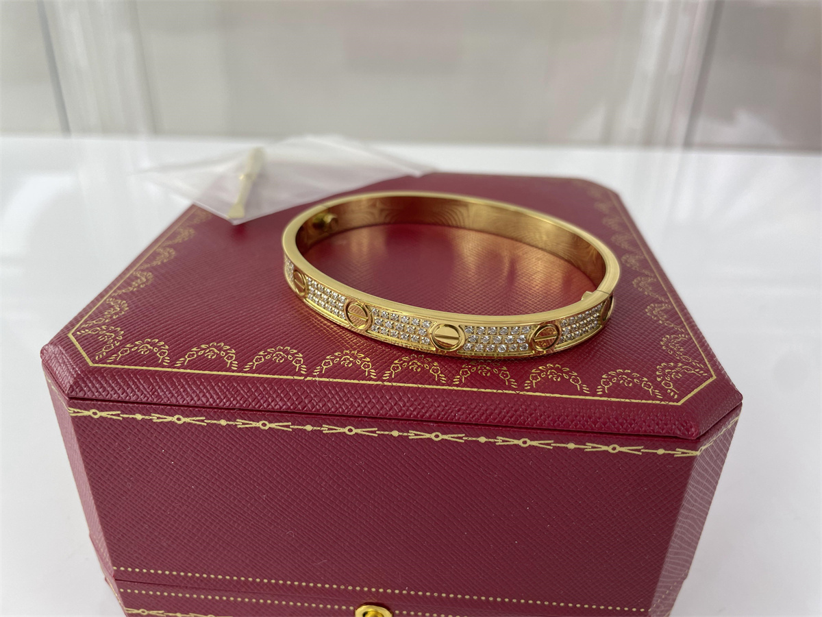Cartier Yellow Gold Bracelet full with zircon stones , (size17, 18,19cm )