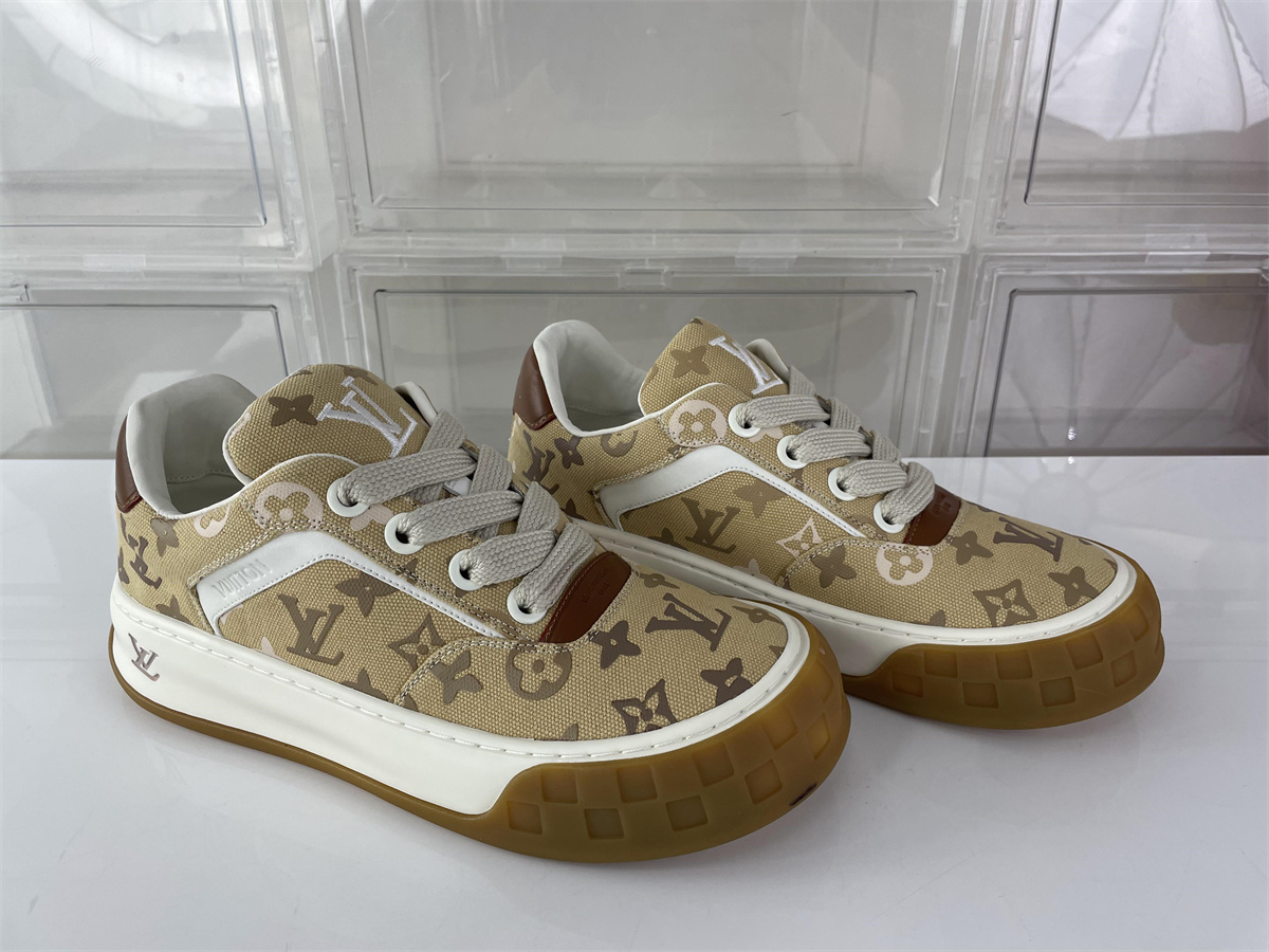 LV Louis Vuitton Tilted Round toe box Tan color shoes, (EU36-46)