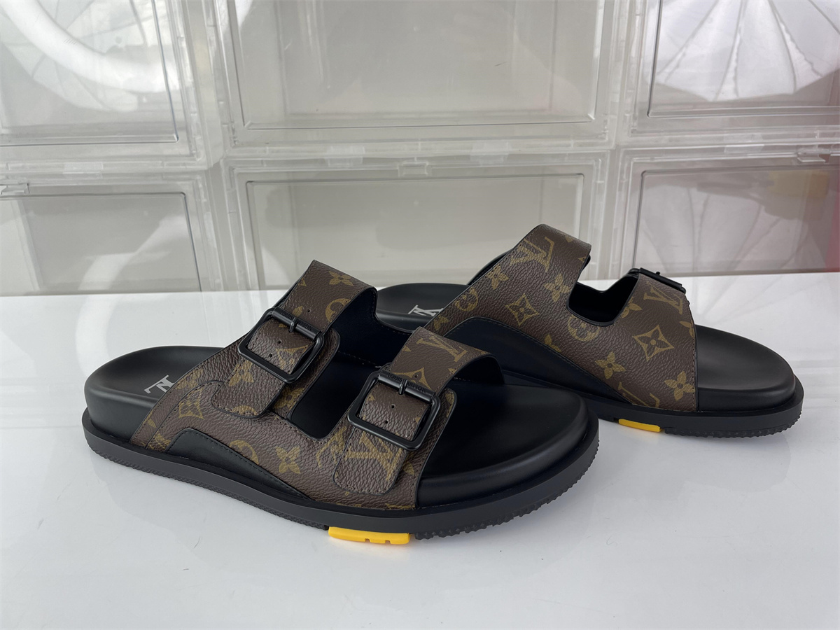 LV Louis Vuitton Dark Brown 2 straps Sandal,(EU38-46)