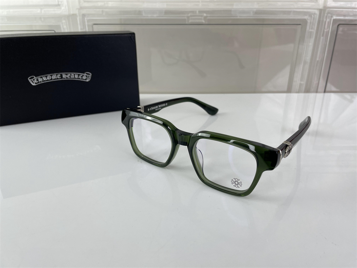 Chrome Heart Green Transparent Thick Frame Sunglass, size 52