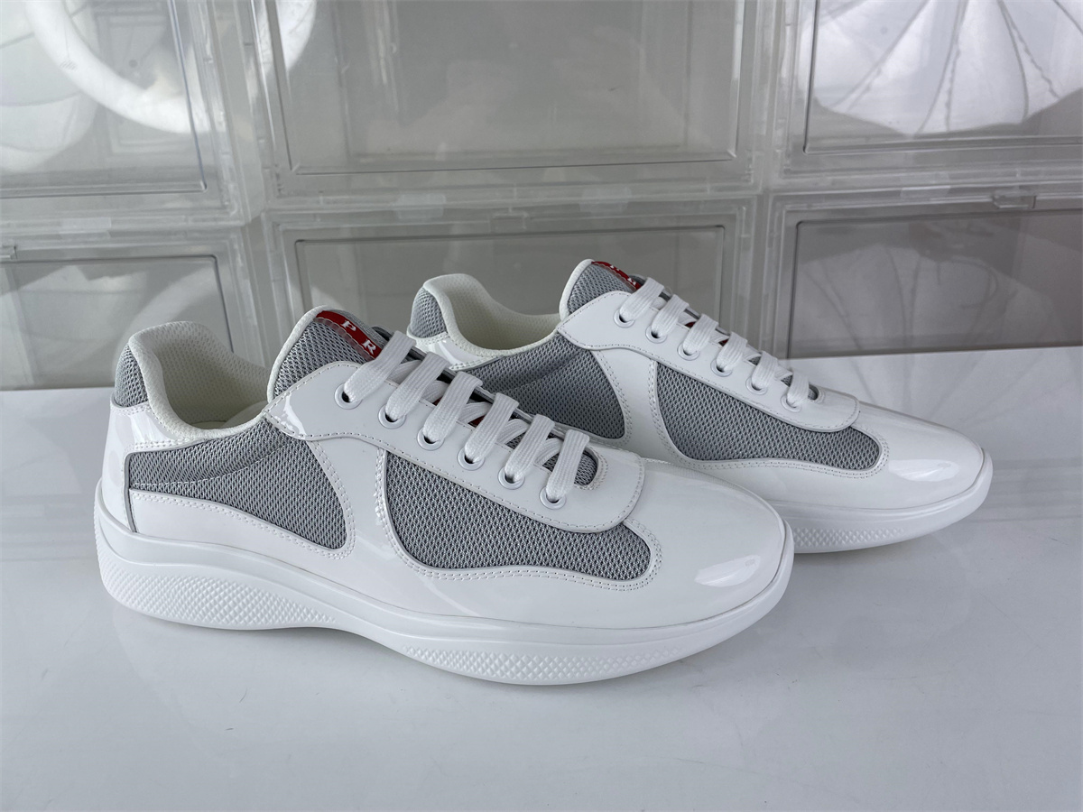Prada America Cup Bright White Leather with Grey mesh, (EU36-48)