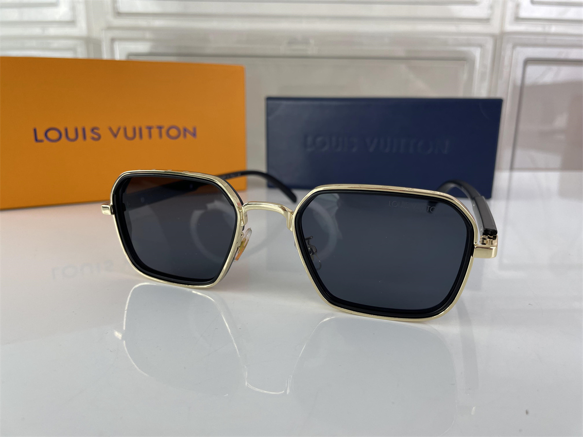 LV Louis Vuitton Dark Blue Yellow gold sunglass, size 55