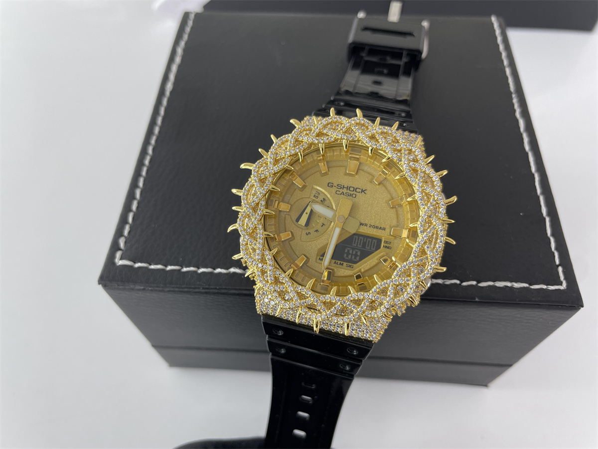 Casio G Shock yellow gold bussdown iced out battery watch, ( price for each ）