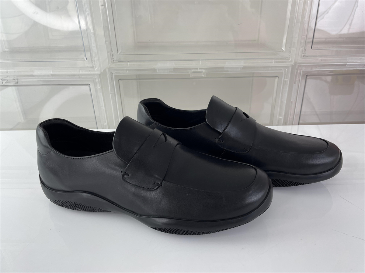 PRADA black soft cowhide leather male dressing shoes, (EU 38-46 )