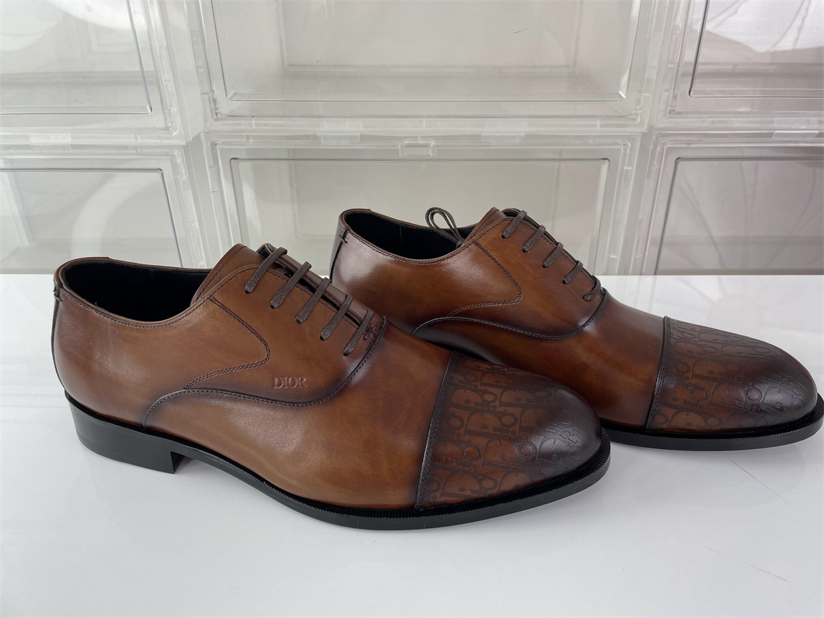 DIOR Brown color classic style male dressing shoes, ( EU38-46）
