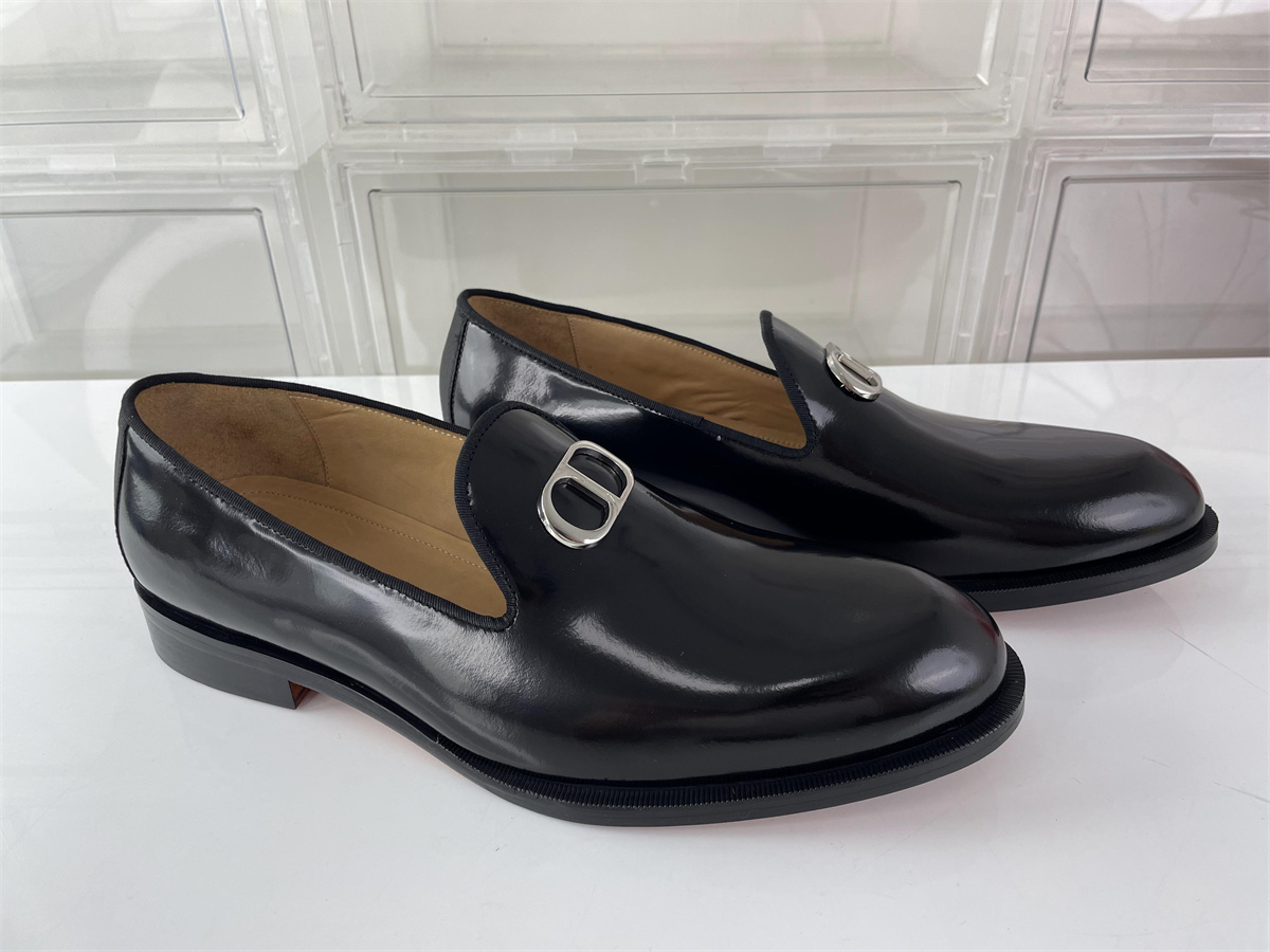 DIOR black bright leather male dressing shoes